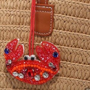 NWT Trendy Red Crab Beaded, Bejeweled, Embellished Bag Charm